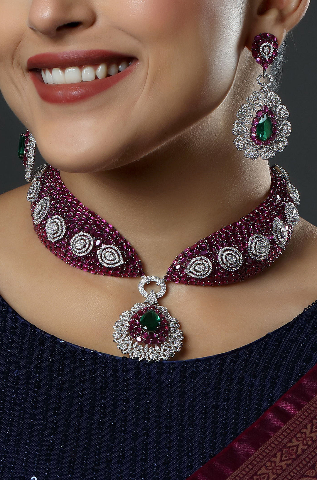 Pink Rose Cut Swarovski Crystal Choker Necklace