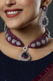 Pink Rose Cut Swarovski Crystal Choker Necklace