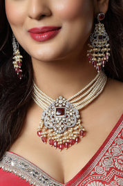 Pearl Ruby Cascade Necklace