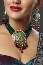 Punjabi Bridal Gold-Plated Kundan Meenakari Necklace