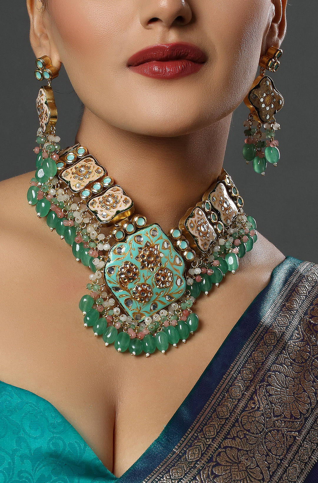 The Turquoise Garden Kundan Choker Necklace
