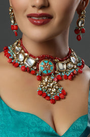 The Coral Sunset Kundan Choker Necklace
