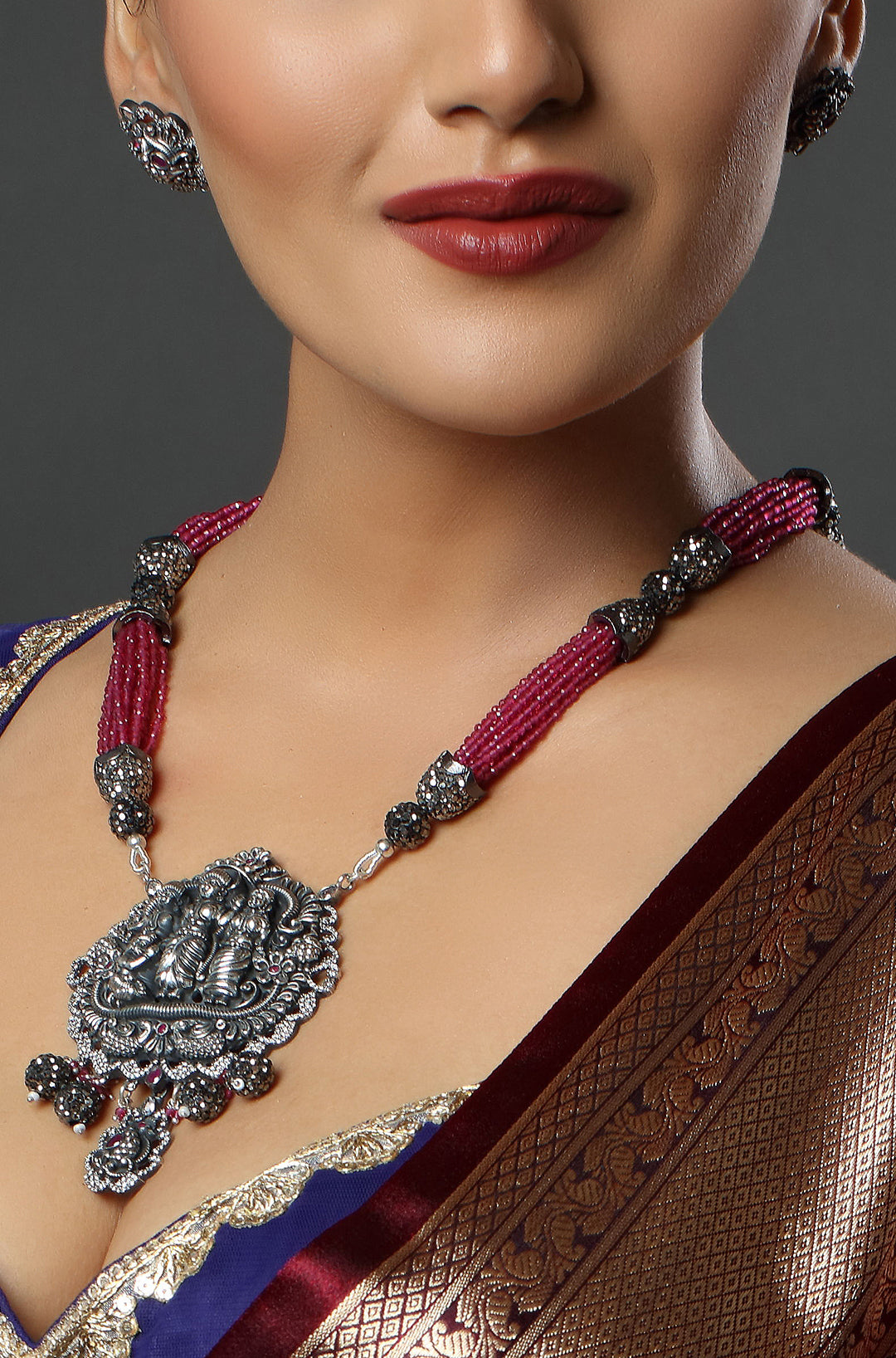 Jagannath Temple Oxidized Necklace Set