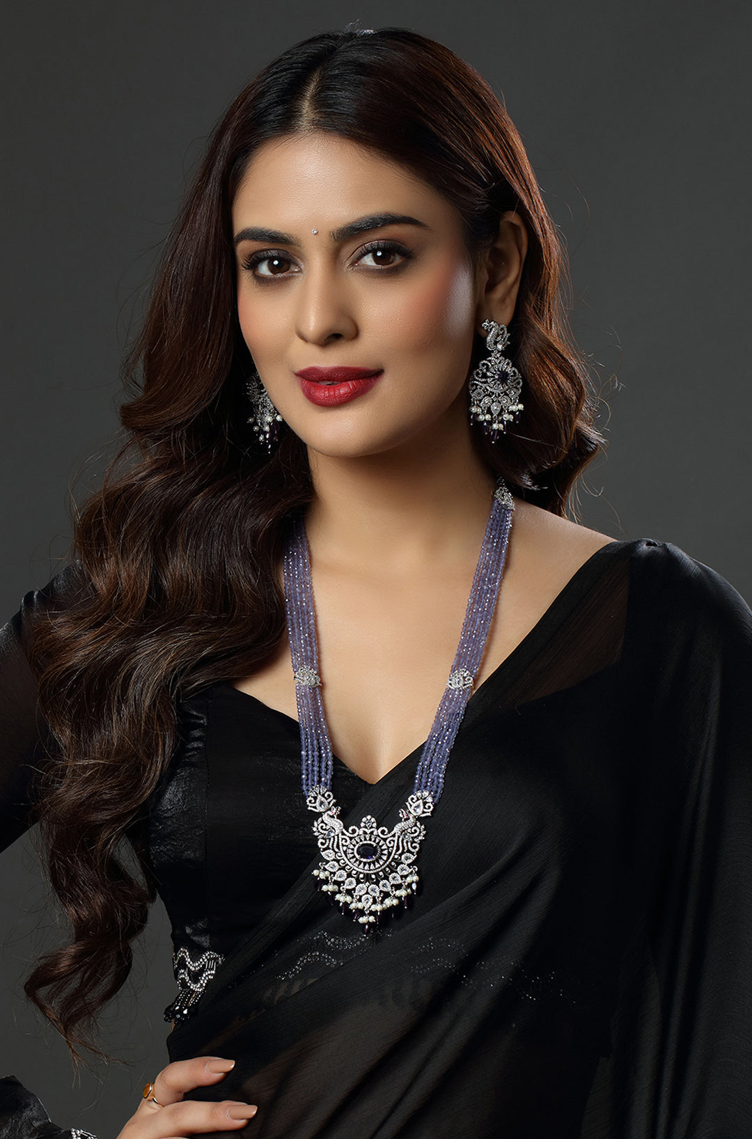 CZ Bandhai Necklace With Rhodium Plating