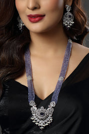 CZ Bandhai Necklace With Rhodium Plating