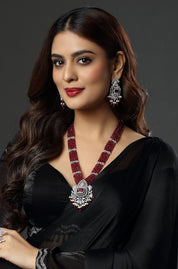 CZ Bandhai Necklace With Rhodium Plating