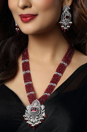 CZ Bandhai Necklace With Rhodium Plating