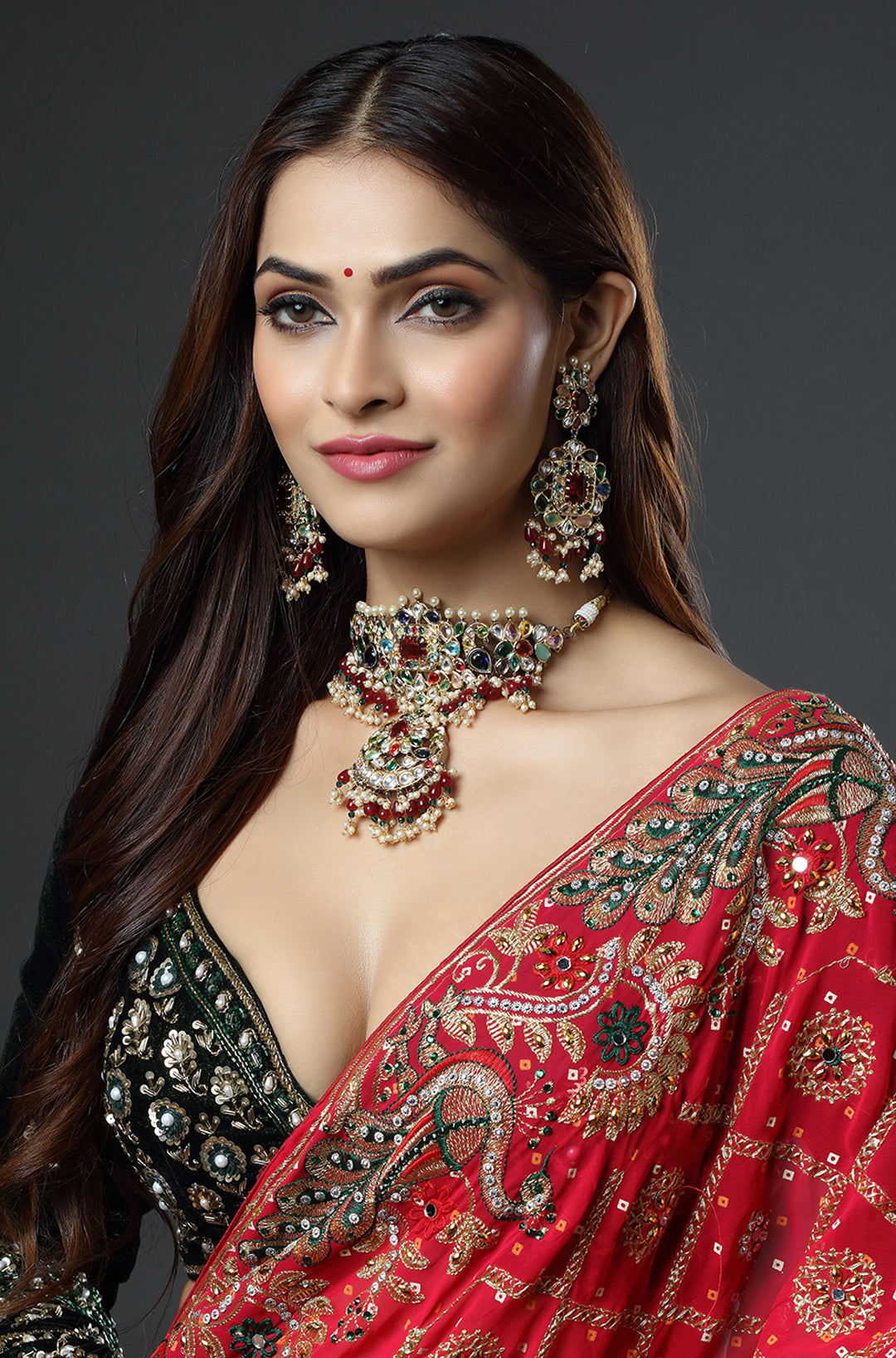 Gold-Plated Kundan Studded Bridal Choker Necklace