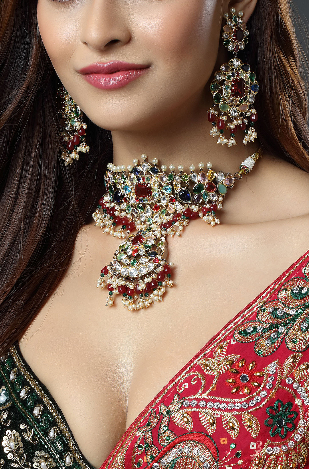 Gold-Plated Kundan Studded Bridal Choker Necklace