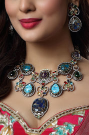 Amrapali Inspired Victorian Gold Multi color Meenakari Necklace