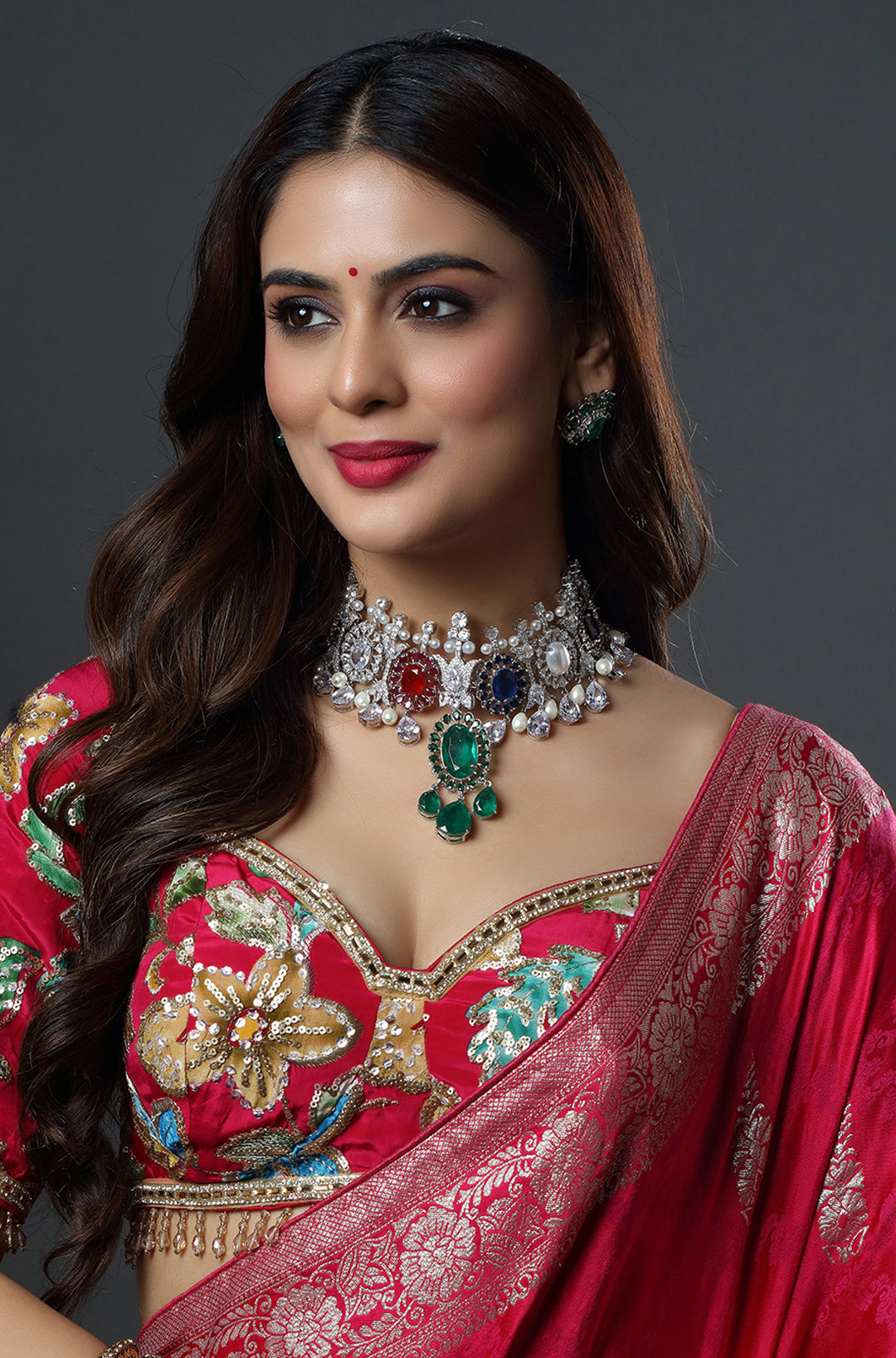 ISHA AMBANI Navratna Choker Necklace – Shelly Jewels