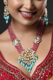 Festive Fusion Rani Pink Kundan Necklace