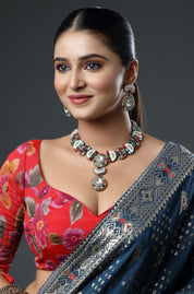 Classy Black Polish Multi-Color Kundan Necklace