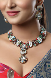 Classy Black Polish Multi-Color Kundan Necklace