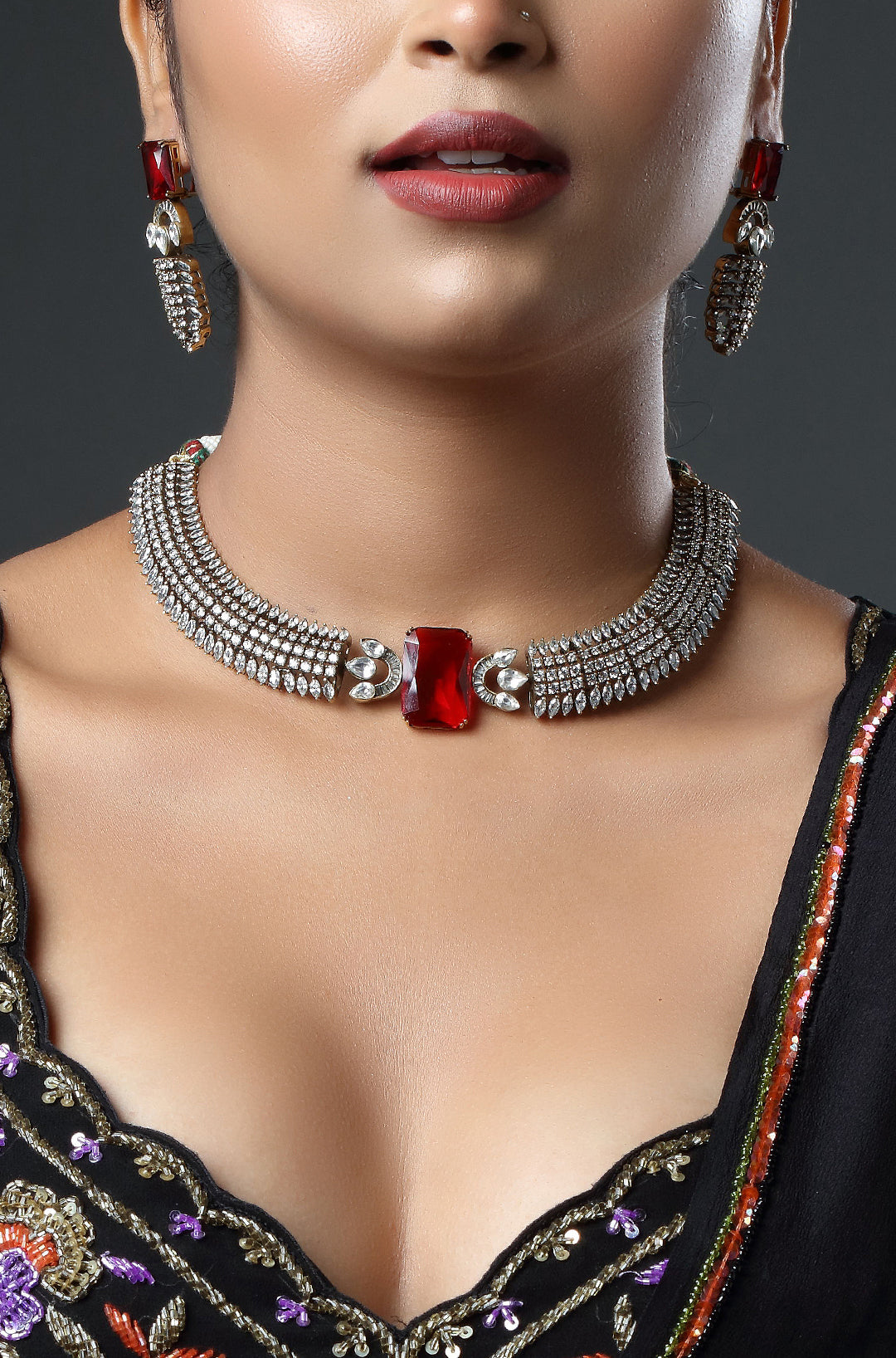 Elegant Moissanite Victorian Choker Necklace