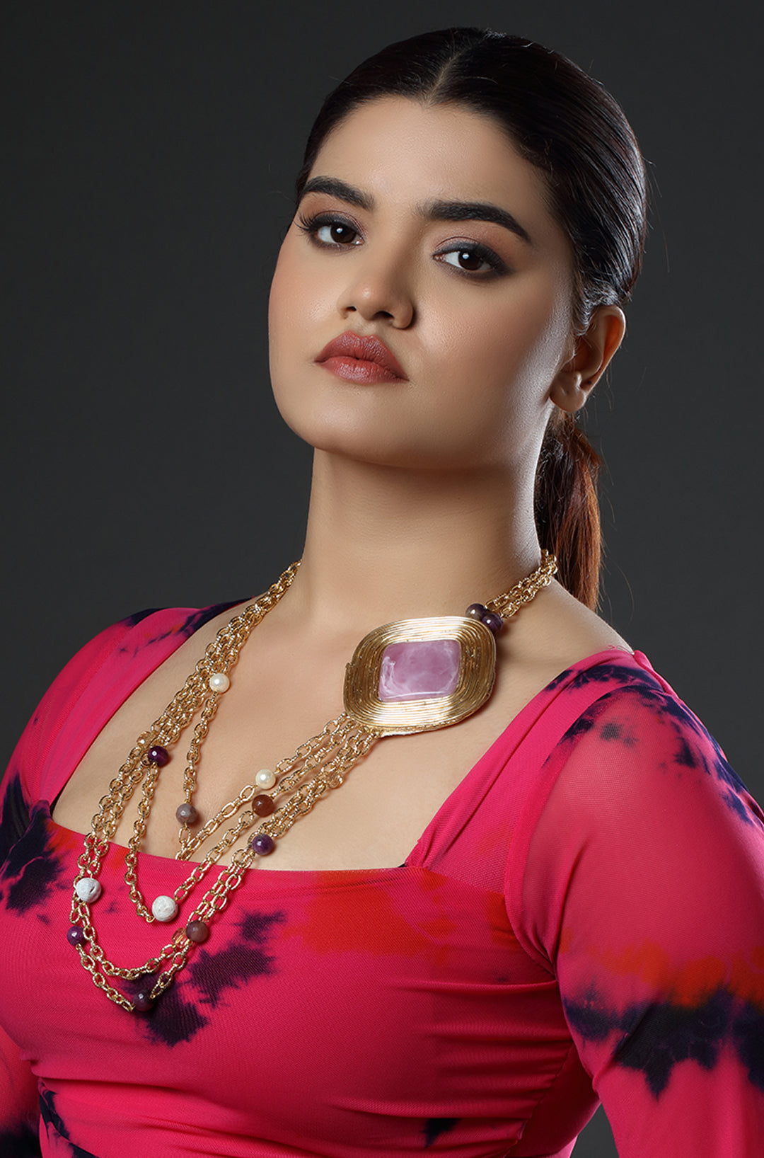 The Gilded Square Cascade Necklace