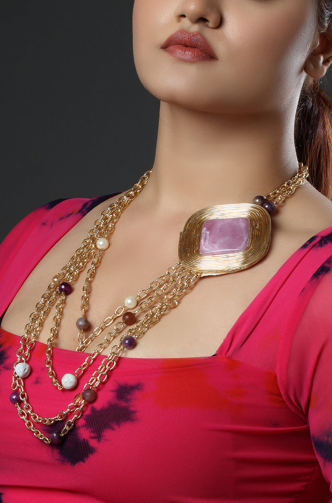 The Gilded Square Cascade Necklace