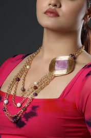 The Gilded Square Cascade Necklace