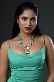 Turquoise Solar Agate Stone Necklace