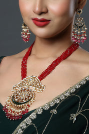 Crimson Grandeur Heritage Lakh Necklace