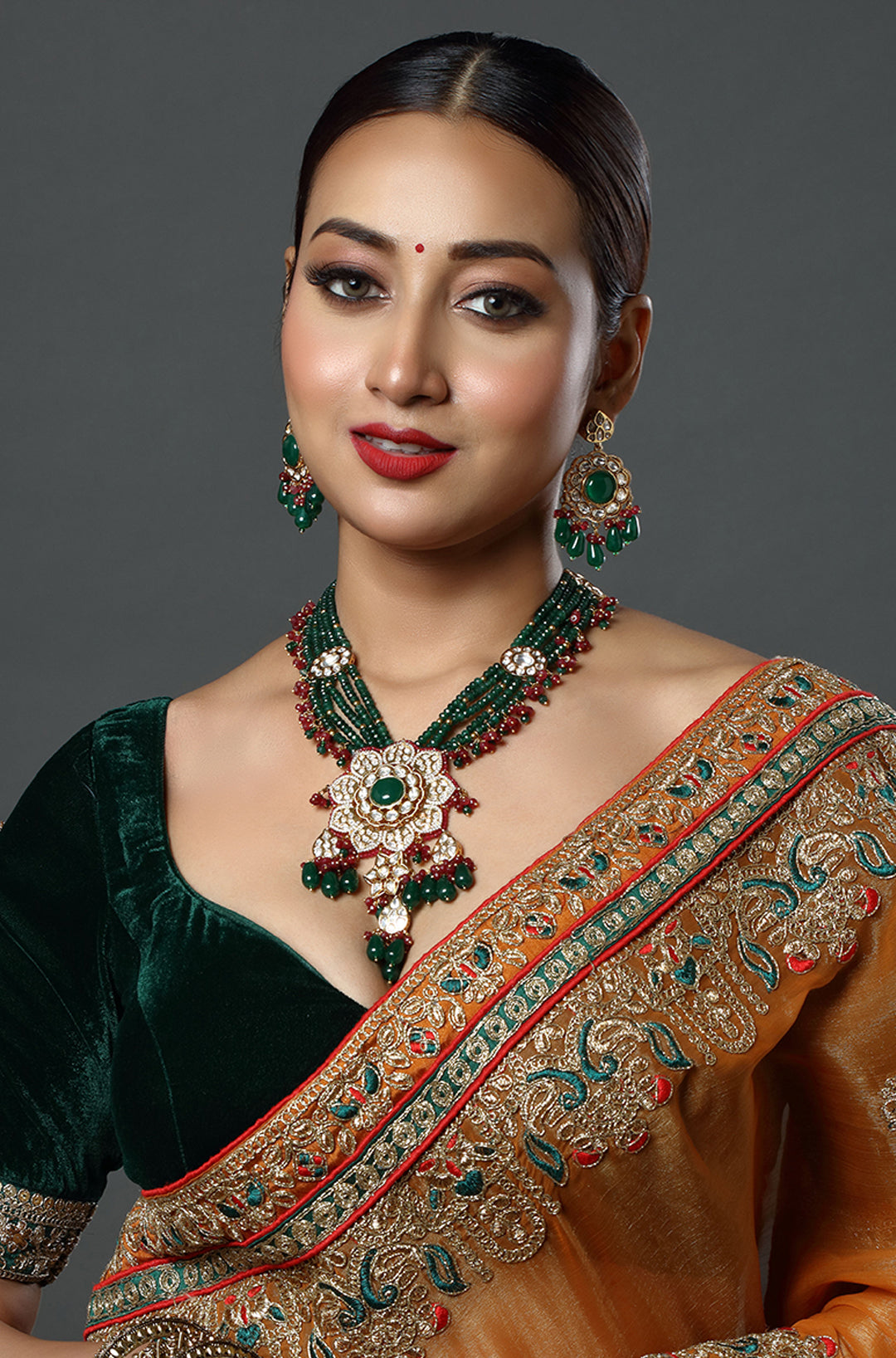 Emerald Victorian Polki Kundan Necklace