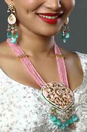Pari Pink & Teal Charm Necklace
