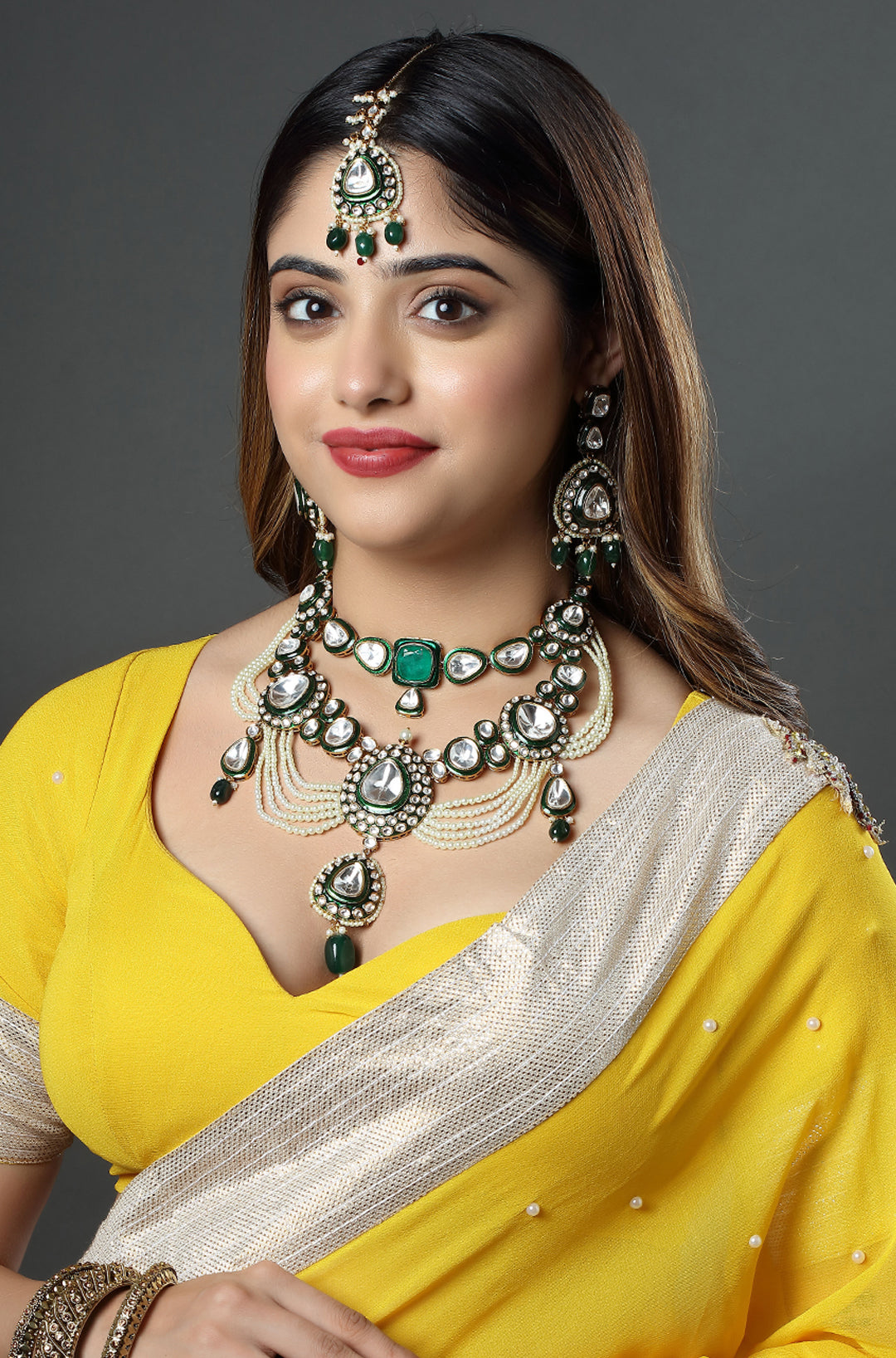 The Regal Green Pearl Ensemble Necklace
