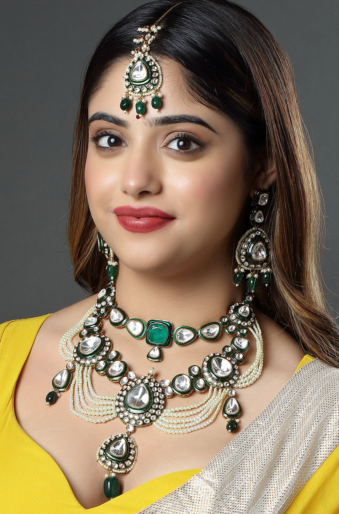 The Regal Green Pearl Ensemble Necklace