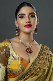 Uncut Mossonaite Kundan & Meenakari Necklace