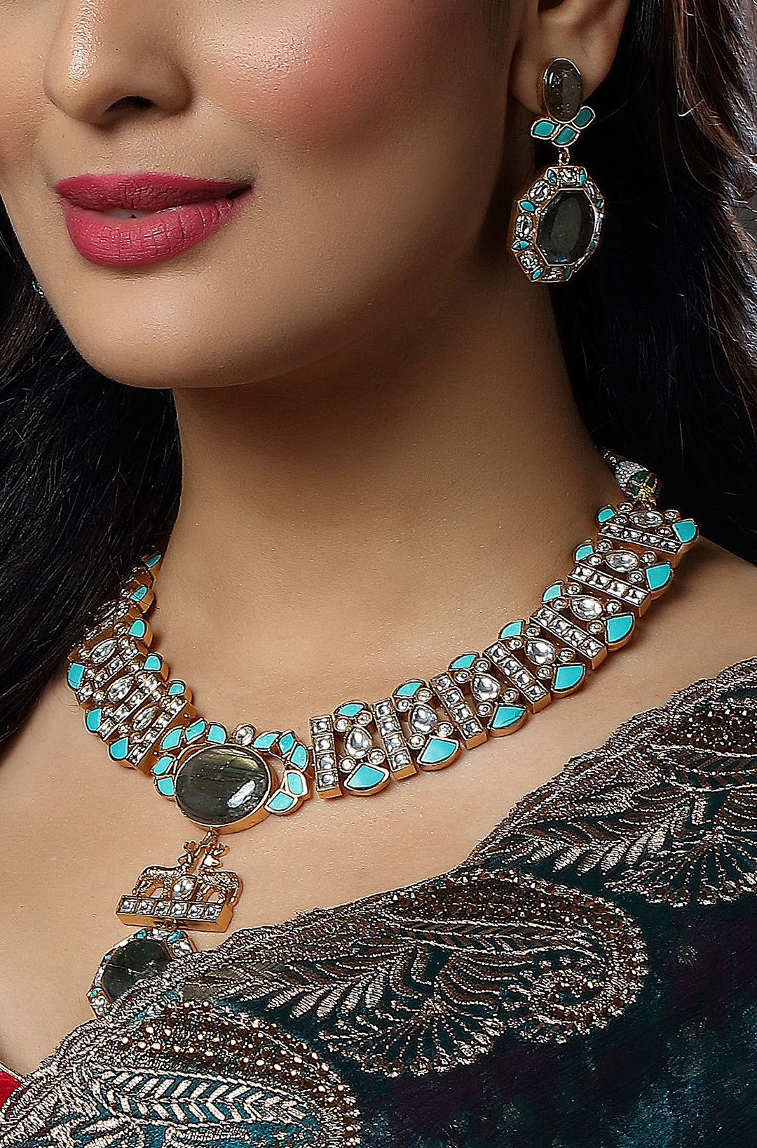 Turquoise Crown Jewel Necklace