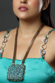 Textured Square Cascade Necklace