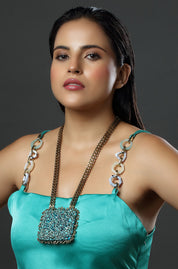 Textured Square Cascade Necklace