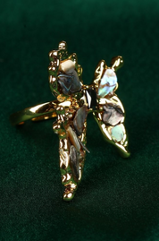 Sterling and Abalone Butterfly with Agate stone Finger Ring