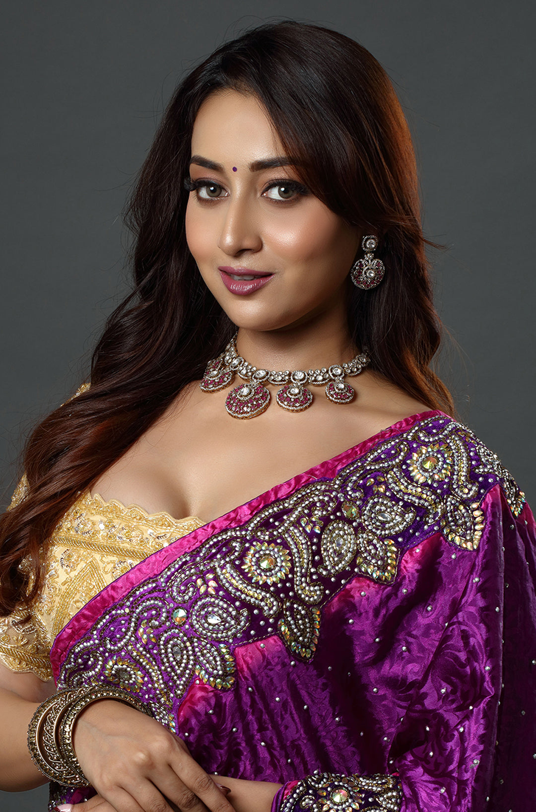 Ruby Antique Polki Kundan Indian necklace