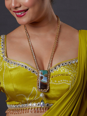 Gold Link Chain with Precious Stone