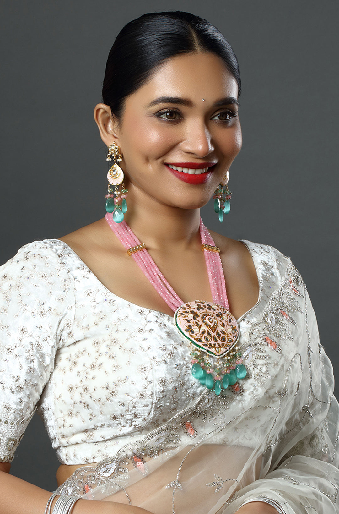 Pari Pink & Teal Charm Necklace