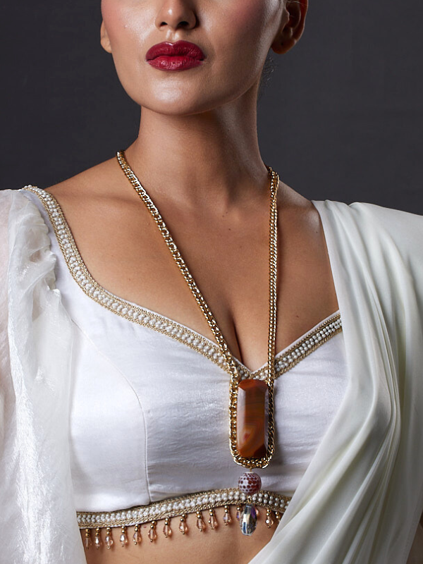 Gold Link Chain with Precious Stone