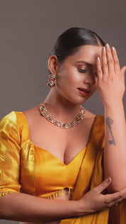 Gold Finish Kundan Meenakari & Diamond Necklace