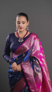 Gold Finish Natural Carved Stone Meenakari & Polki Necklace