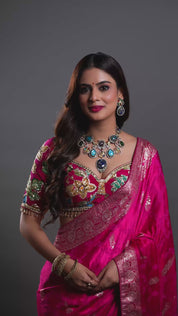 Amrapali Inspired Victorian Gold Multi color Meenakari Necklace