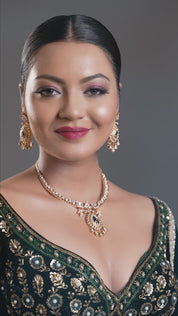 Rose Gold-Plated & White Cubic Zirconia Studded Handcrafted Pendant Necklace