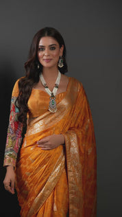 Pearl and Emerald Antique Finish Kundan Polki Long Necklace Haar