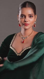 Red Kundan Polki Rashi Embellished Necklace