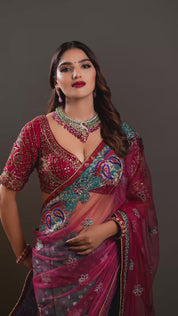 Fuchsia Peacock Grandeur Necklace