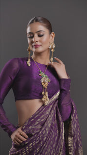 Gold Plated Peacock Design Pearl Polki Necklace