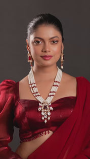 Maroon Kundan Polki Long Necklace