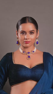 Gold Plated Traditional Kundan & Pearl Studded Choker Necklace