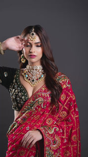 Jaipur Multi-Color Kundan & Pearl Polki Choker Necklace with Maang Tika