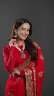 Rajwadi Intricate Antique Gold Necklace with Pearl Mala