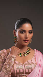 Navratan Choker Style Necklace Set